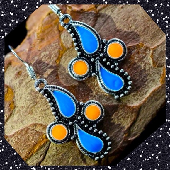 Jewelry - New!! 925 Silver Boho Blue Sapphire Earrings! !